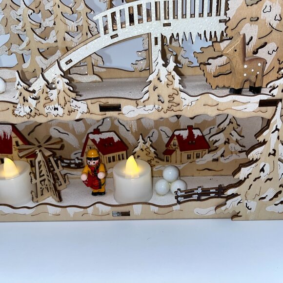 Wooden Cutout Candle Arch Christmas Lighted Holiday Display Snowman Snowball - Picture 9 of 15